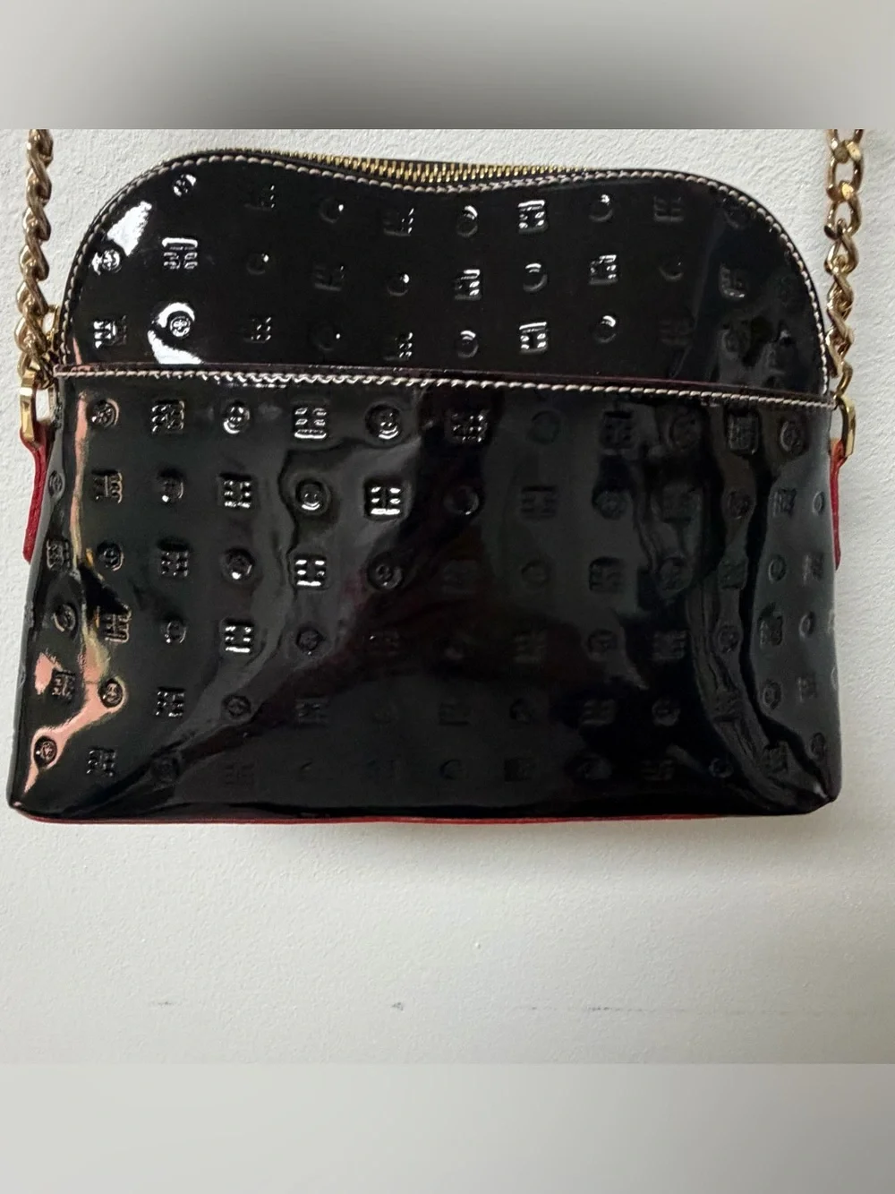 Arcadia Patent Leather Crossbody Purse Bag in Black